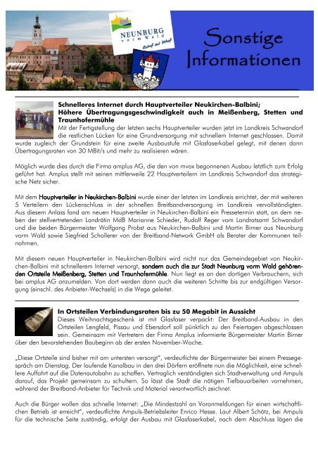 Newsletter 10 - 2013 - Neunburg vorm Wald