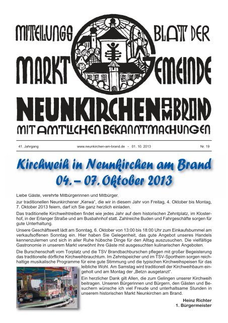 Kirchweih in Neunkirchen am Brand 04. – 07. Oktober 2013