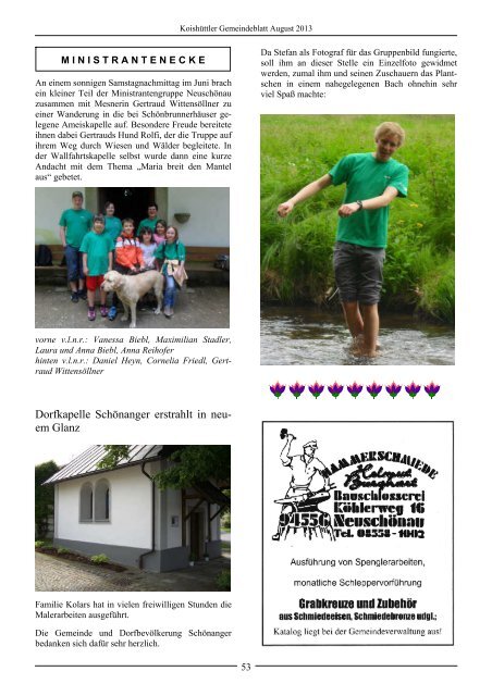 Gemeindeblatt August 2013 - Neuschönau