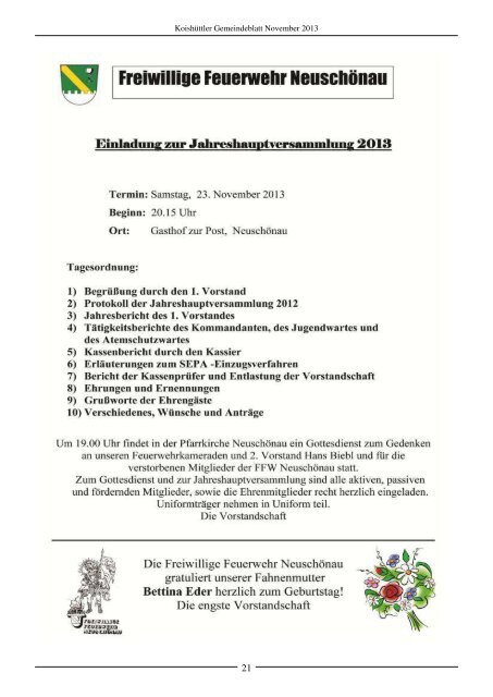 Gemeindeblatt November 2013 - Neuschönau