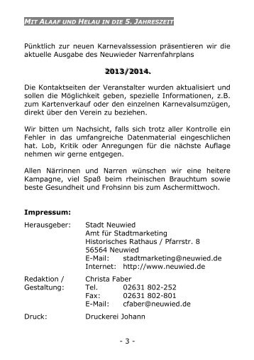 können Sie den Narrenfahrplan 2013/2014 als PDF ... - Stadt Neuwied