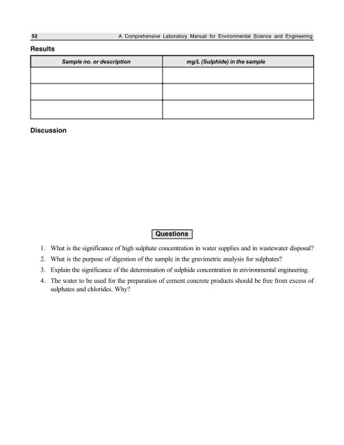 Determination of Sulphate and Sulphide - New Age International