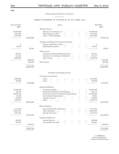 Gazette No. 64 of 2013.pdf - Trinidad and Tobago Government News