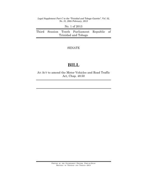 Senate Bill No. 1 of 2013.pdf - Trinidad and Tobago Government News
