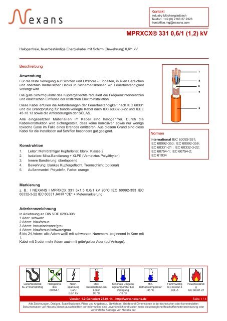 MPRXCX® 331 0,6/1 (1,2) kV - Nexans