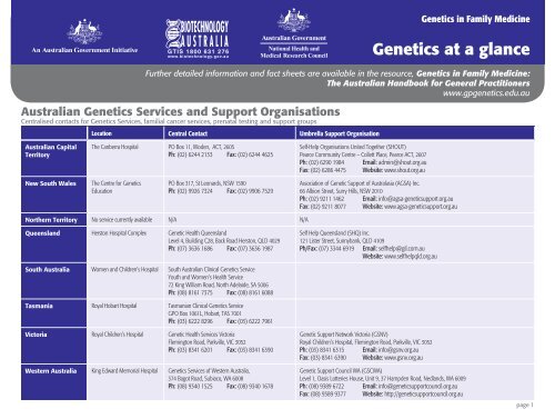 Genetics at a glance - National Health and Medical Research Council