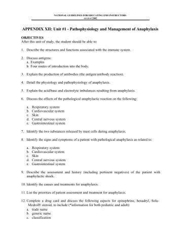 Appendix XII - Unit 1 - Pathophysiology and Mgmt of ... - NHTSA