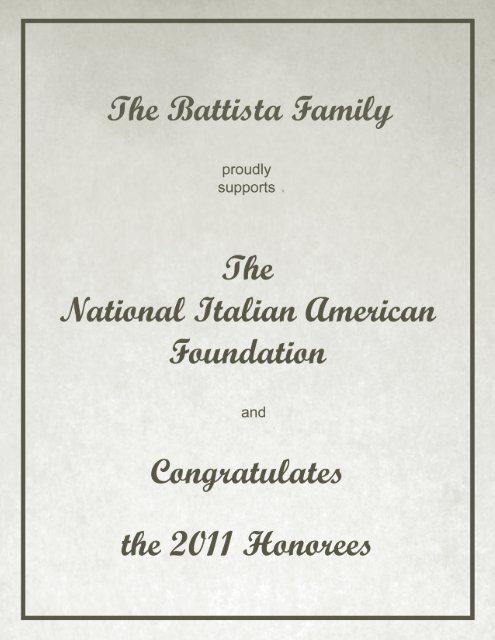 ANNIVERSARY GALA - National Italian American Foundation