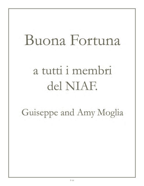 ANNIVERSARY GALA - National Italian American Foundation