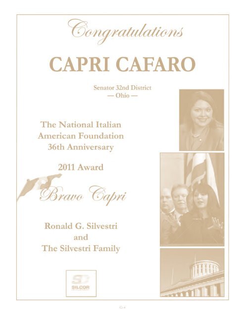 ANNIVERSARY GALA - National Italian American Foundation