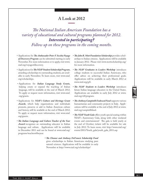 ANNIVERSARY GALA - National Italian American Foundation