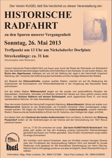Flyer und Streckenplan der Historischen Radfahrt 2013 ... - Nickelsdorf