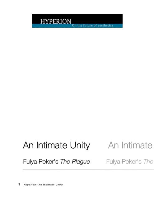 1 Hyperion—An Intimate Unity - Nietzsche Circle