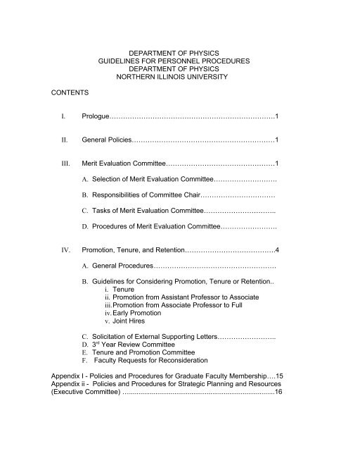 Departmental Guidelines for Personnel Procedures