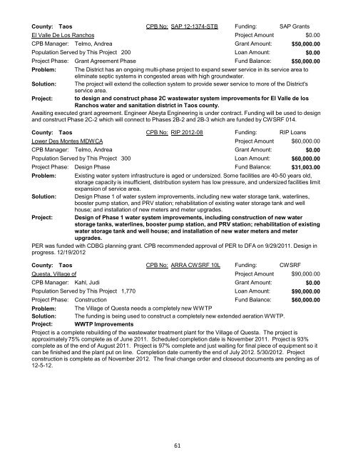 Infrastructure Development Report - New Mexico Environment ...