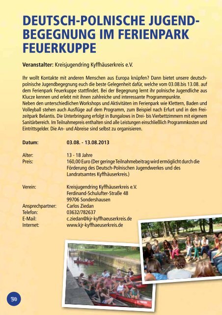 Freizeitplaner Kreisjugendring 2013