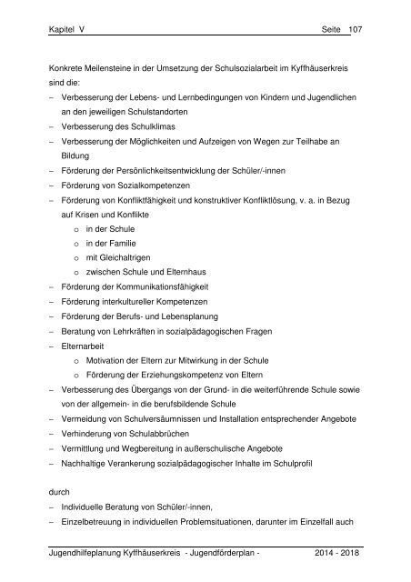 Kapitel V - Der Jugendförderplan 2014 bis 2018