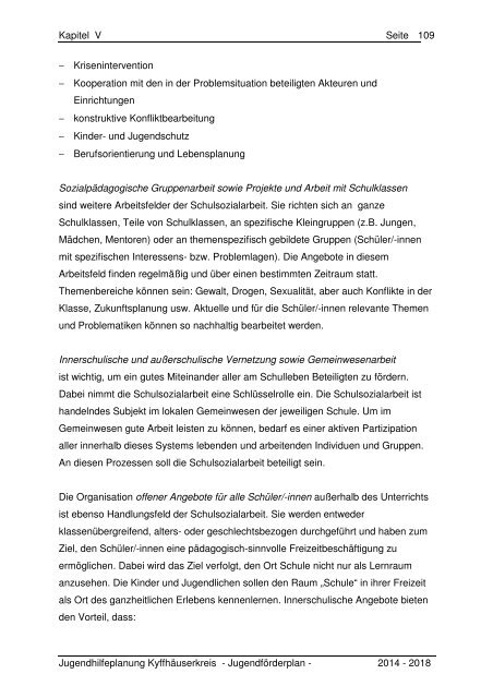 Kapitel V - Der Jugendförderplan 2014 bis 2018