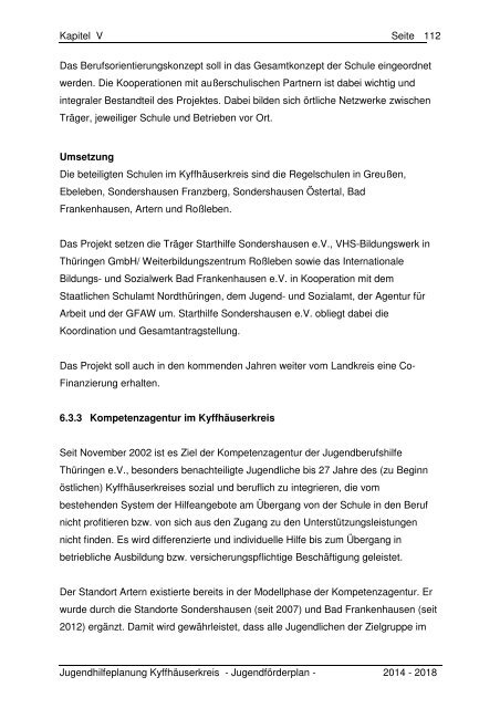 Kapitel V - Der Jugendförderplan 2014 bis 2018