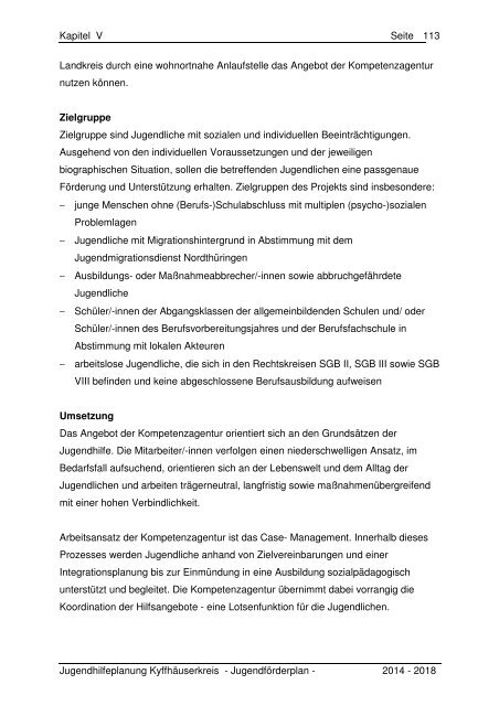 Kapitel V - Der Jugendförderplan 2014 bis 2018