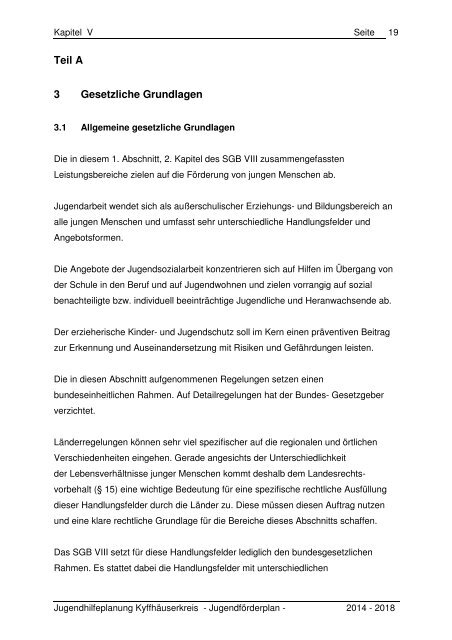 Kapitel V - Der Jugendförderplan 2014 bis 2018