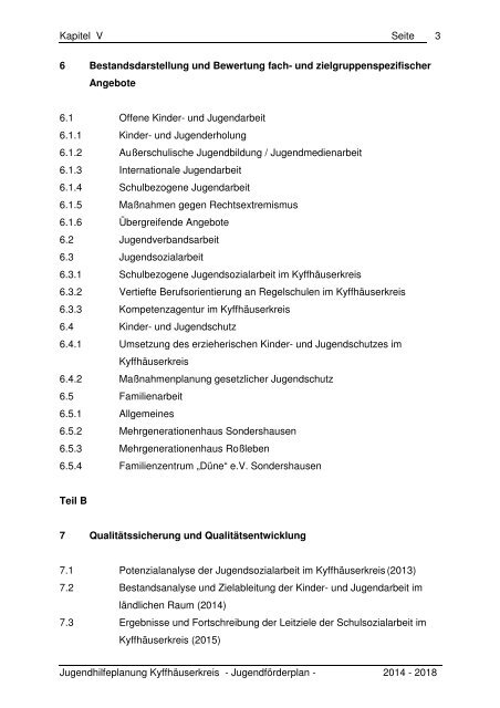 Kapitel V - Der Jugendförderplan 2014 bis 2018