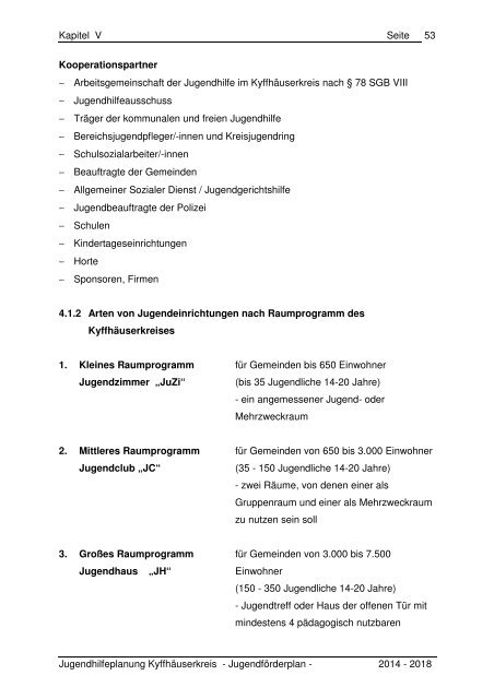 Kapitel V - Der Jugendförderplan 2014 bis 2018