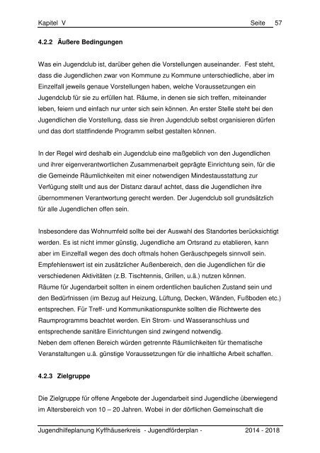 Kapitel V - Der Jugendförderplan 2014 bis 2018