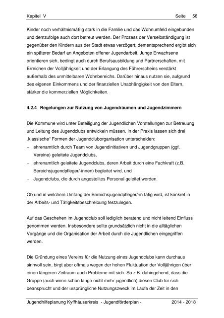 Kapitel V - Der Jugendförderplan 2014 bis 2018