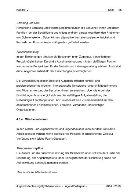 Kapitel V - Der Jugendförderplan 2014 bis 2018