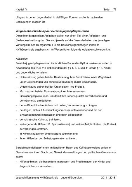 Kapitel V - Der Jugendförderplan 2014 bis 2018