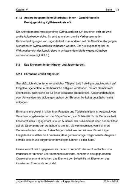 Kapitel V - Der Jugendförderplan 2014 bis 2018