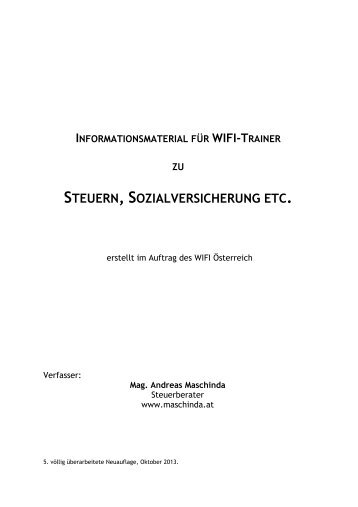 Informationsmaterial für WIFI-Trainer zu Steuern