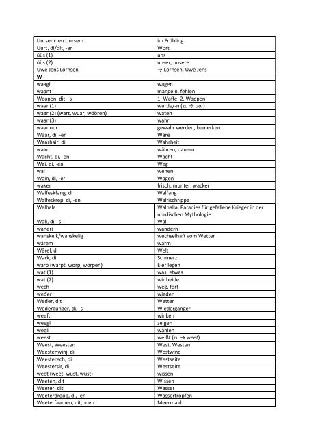 zur Wörterliste - Nordfriisk Instituut