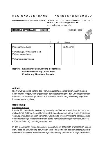 062 Einzelhandelsentwicklung Schömberg - Regionalverband ...