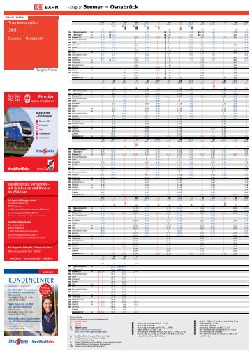 Fahrplan hier herunterladen. - NordWestBahn