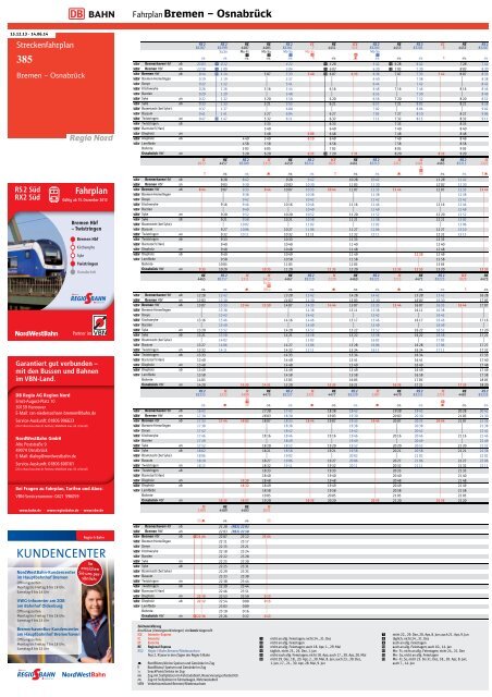 Fahrplan hier herunterladen. - NordWestBahn