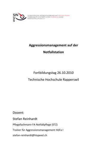 Aggressionsmanagement auf der Notfallstation ... - SIN