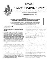 TEXAS NATIVE TIMES - Native Plant Society of Texas