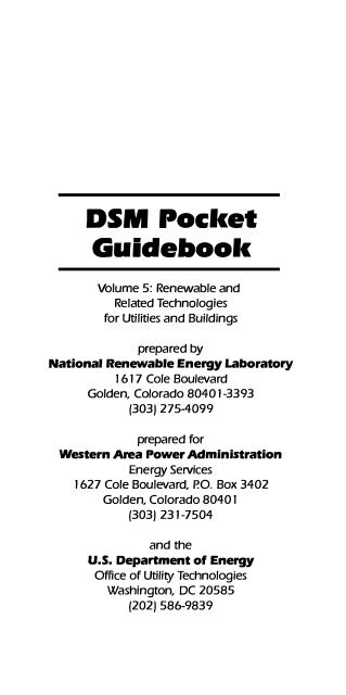 DSM Pocket Guidebook Volume 5: Renewable and Related ... - NREL