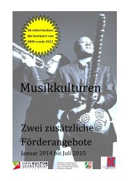 Zusatzangebote Musikkulturen 2014 Nähere Informationen zu den ...