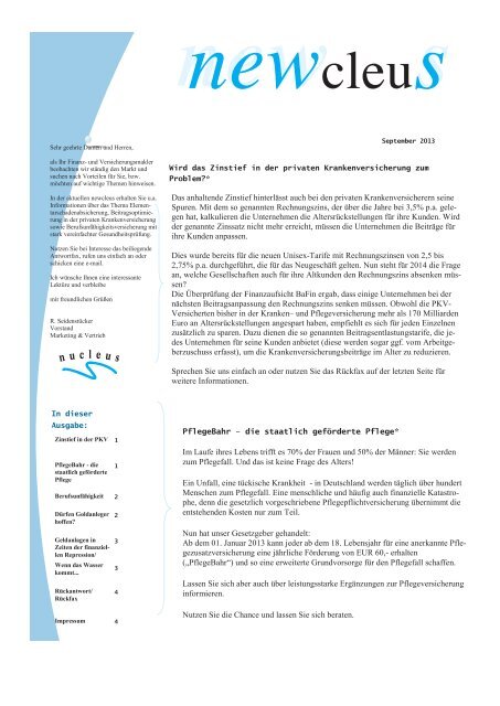 NEWcleuS 09/13 - nucleus Finanz und Versicherungsmakler AG