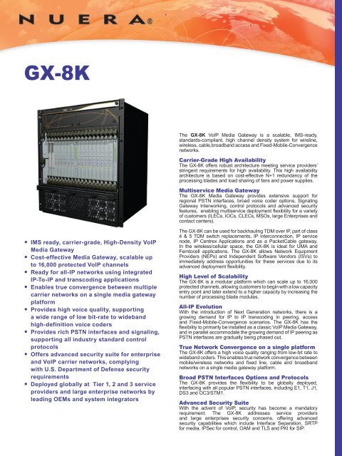 GX-8K - Nuera Communications Inc