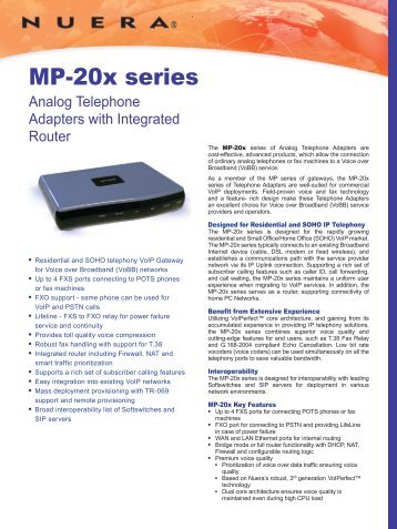 MP-20x series - Nuera Communications Inc