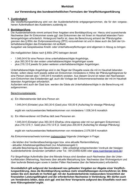 Merkblatt zur Verwendung des bundeseinheitlichen Formulars der ...