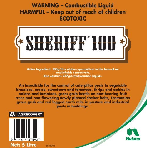 Sheriff 100 label - Nufarm