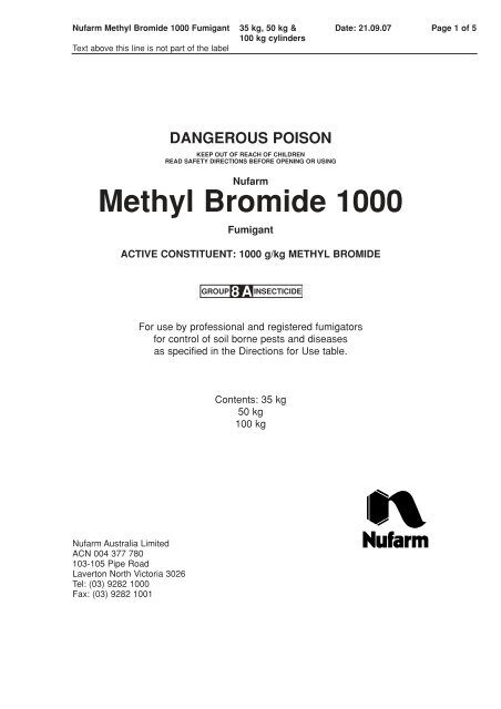 17983 Methyl Bromide 1000 Master Nufarm