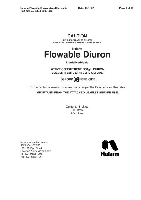 13269 Diuron Flowable Master.qxd - Nufarm