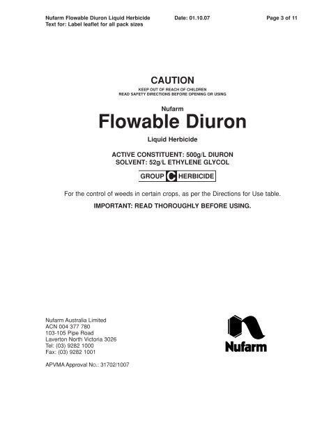 13269 Diuron Flowable Master.qxd - Nufarm