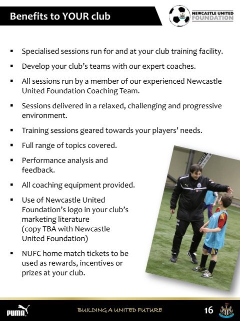 Newcastle United Foundation - GRASSROOTS CLUB - Brochure 2013